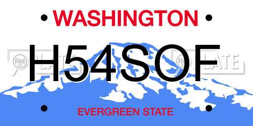 H54SOF Washington License Plate