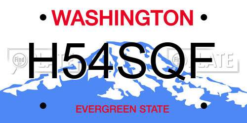 H54SQF Washington License Plate