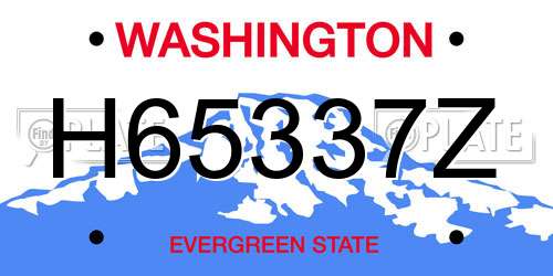 H65337Z Washington License Plate
