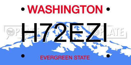 H72EZI Washington License Plate