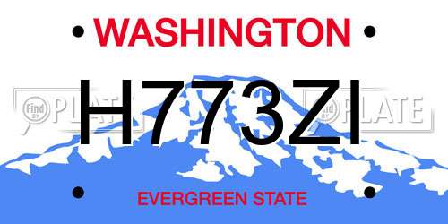 H773ZI Washington License Plate