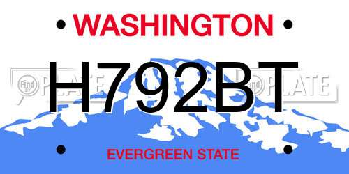 H792BT Washington License Plate