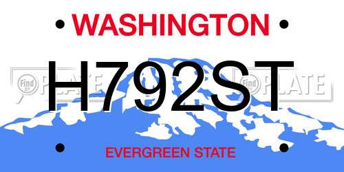 H792ST Washington License Plate