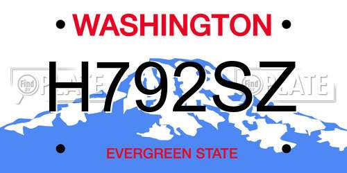 H792SZ Washington License Plate