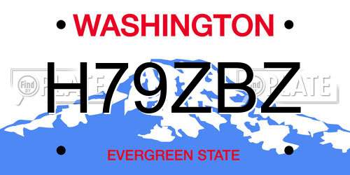 H79ZBZ Washington License Plate