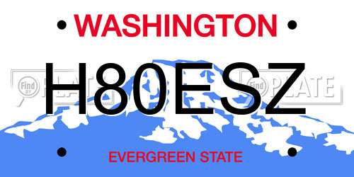 H80ESZ Washington License Plate