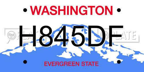 H845DF Washington License Plate