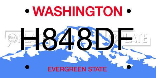 H848DF Washington License Plate