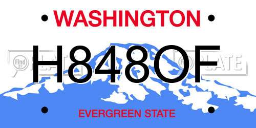 H848OF Washington License Plate