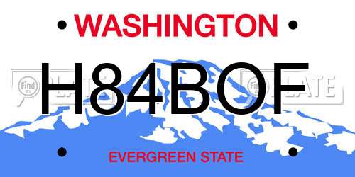 H84BOF Washington License Plate