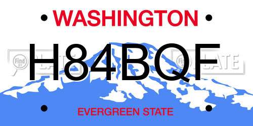 H84BQF Washington License Plate