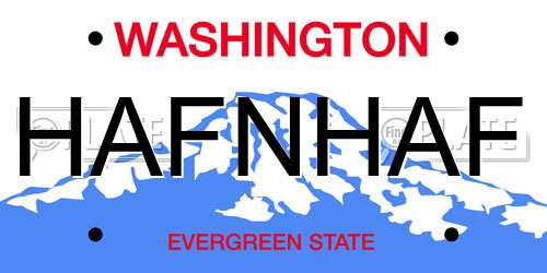 HAFNHAF Washington License Plate