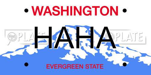 HAHA Washington License Plate