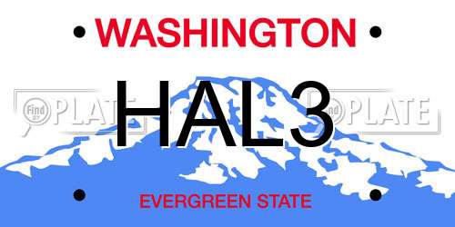 HAL3 Washington License Plate