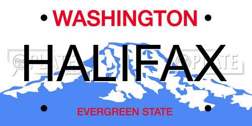 HALIFAX Washington License Plate