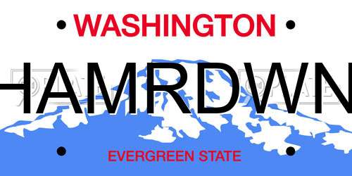 HAMRDWN Washington License Plate
