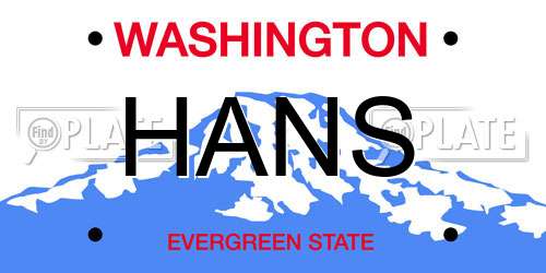 HANS Washington License Plate