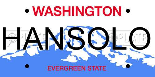 HANSOLO Washington License Plate