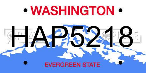 HAP5218 Washington License Plate