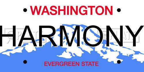 HARMONY Washington License Plate