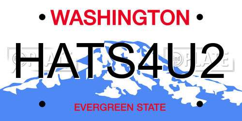 HATS4U2 Washington License Plate