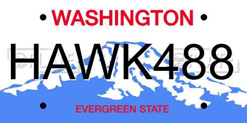 HAWK488 Washington License Plate