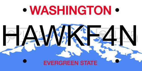 HAWKF4N Washington License Plate
