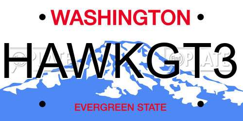 HAWKGT3 Washington License Plate