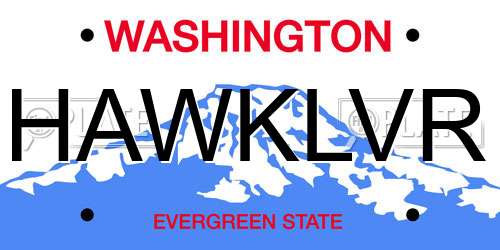 HAWKLVR Washington License Plate