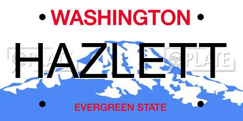HAZLETT Washington License Plate
