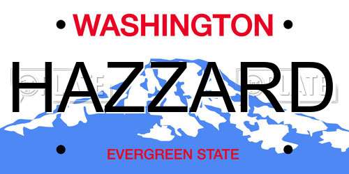 HAZZARD Washington License Plate