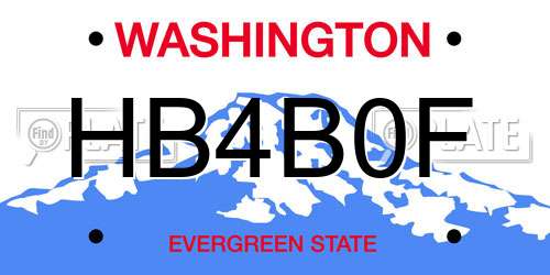 HB4B0F Washington License Plate
