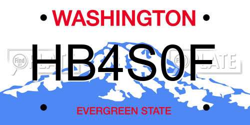 HB4S0F Washington License Plate