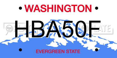 HBA50F Washington License Plate