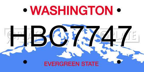 HBC7747 Washington License Plate