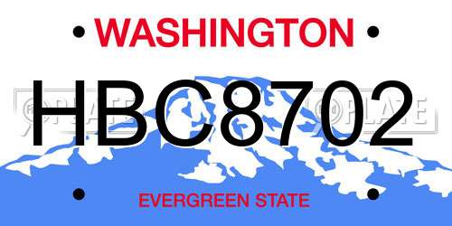 HBC8702 Washington License Plate