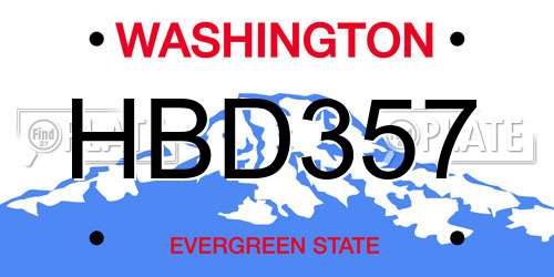 HBD357 Washington License Plate
