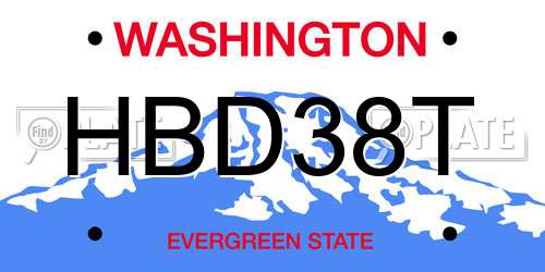 HBD38T Washington License Plate