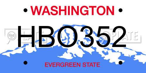 HBO352 Washington License Plate