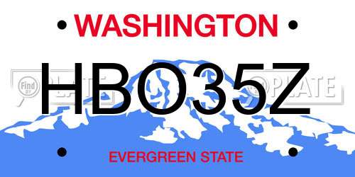 HBO35Z Washington License Plate