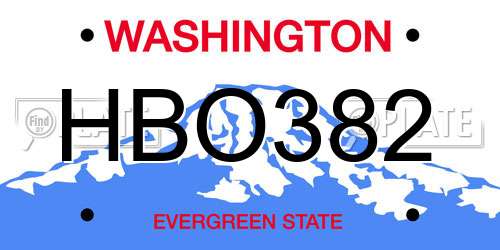 HBO382 Washington License Plate