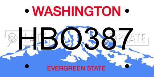 HBO387 Washington License Plate