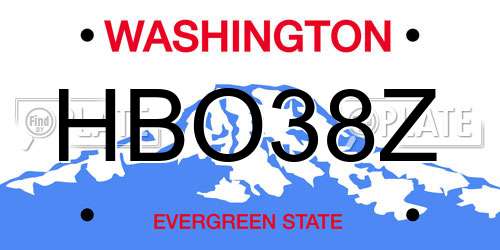 HBO38Z Washington License Plate