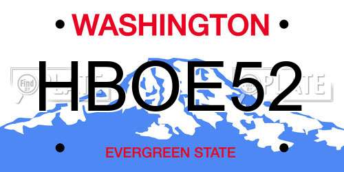 HBOE52 Washington License Plate