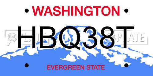 HBQ38T Washington License Plate