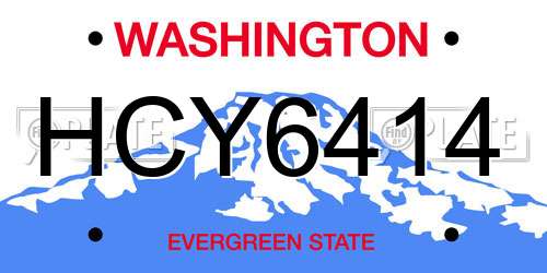 HCY6414 Washington License Plate