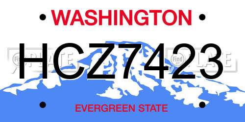 HCZ7423 Washington License Plate