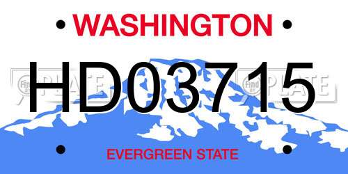 HD03715 Washington License Plate