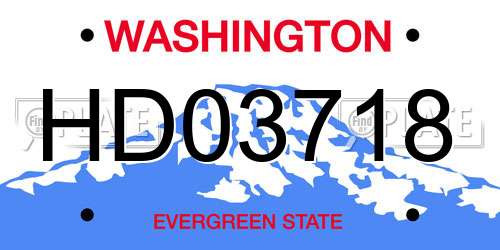 HD03718 Washington License Plate