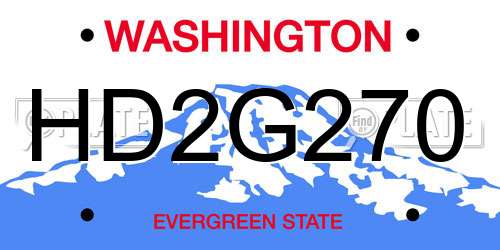 HD2G270 Washington License Plate
